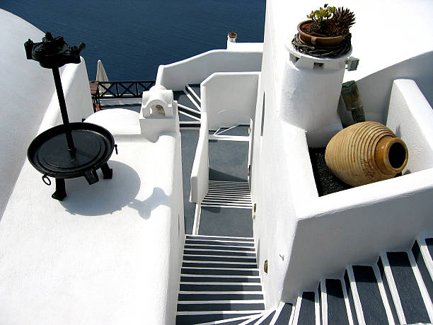 istock Santorini Steps , Modern architecture, Greece. Black, Grey and White. 92218509