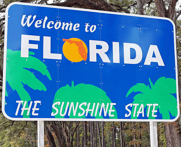 benvenuto in florida - florida orlando welcome sign greeting foto e immagini stock