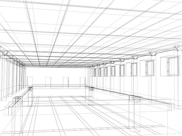 istock 3d sketch of an interior public buildin 92219443