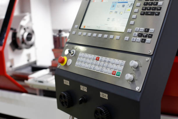 control panel of the CNC machining center Control panel of the CNC machining center. Selective focus. maxi length stock pictures, royalty-free photos & images