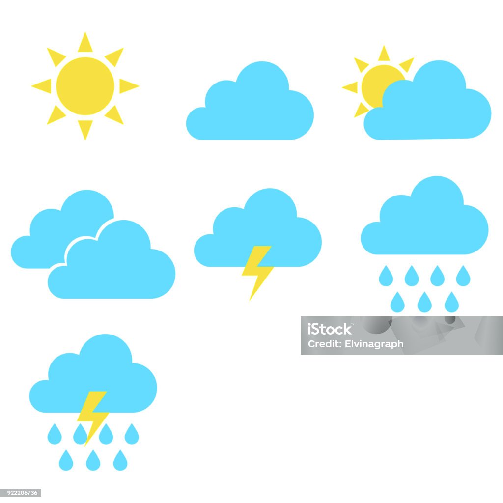 symbole de temps réglé vecteur isolé - clipart vectoriel de Pluie libre de droits