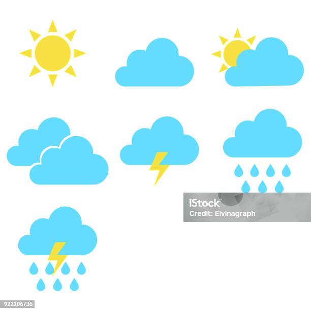 Weather Symbol Set Isolated Vector Stock Illustration - Download Image Now - Rain, Weather, Icon Symbol