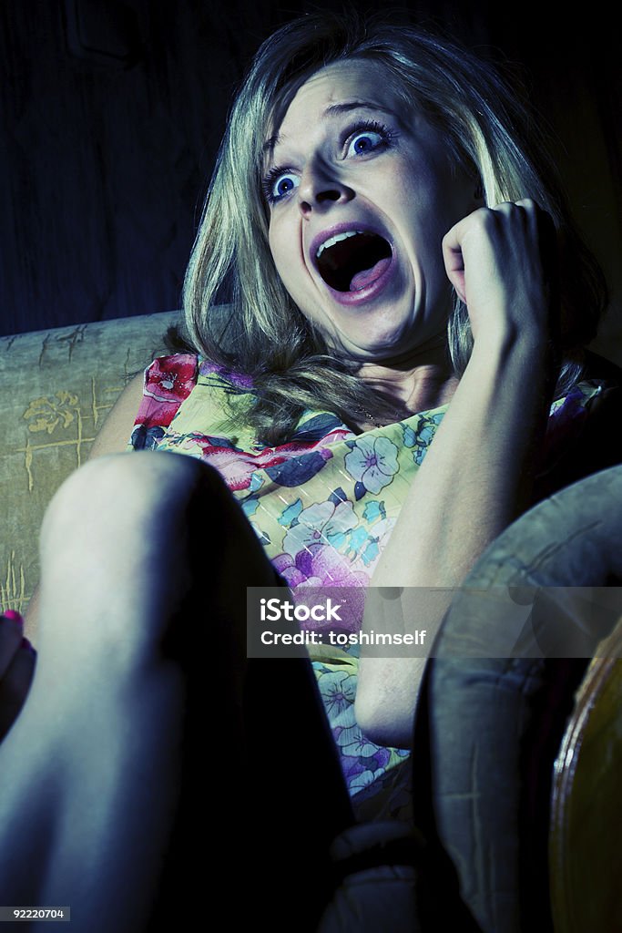 Woman is wathcing tv  Television Set Stock Photo