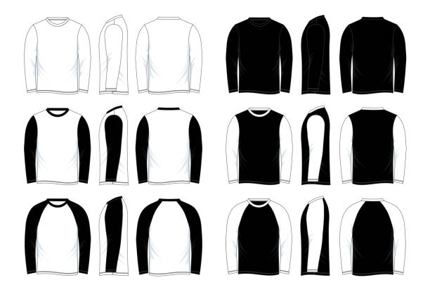 男性 s t シャツ ・ ロングスリーブ - long sleeved shirt black templates点のイラスト素材／クリップアート素材／マンガ素材／アイコン素材