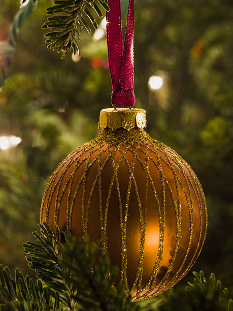 Gold Christmas Ornament Ball stock photo