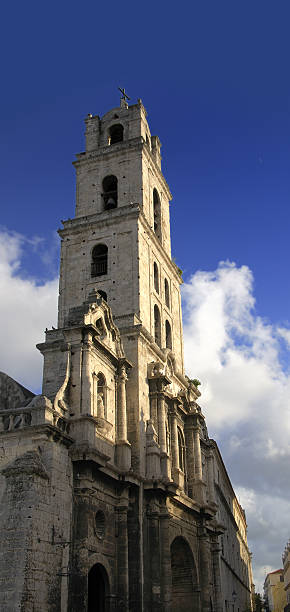 Church tower in Old Havana stock photo