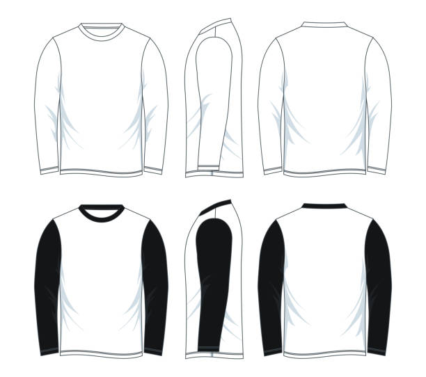 男性 s t シャツ ・ ロングスリーブ - long sleeved shirt black templates点のイラスト素材／クリップアート素材／マンガ素材／アイコン素材