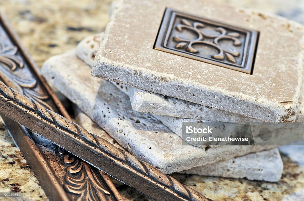 Ceramic tiles and borders  Beige Stock Photo