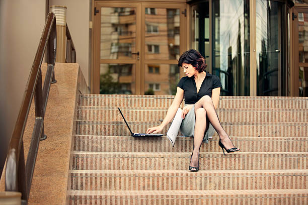 business lady with sexy legs stock photo