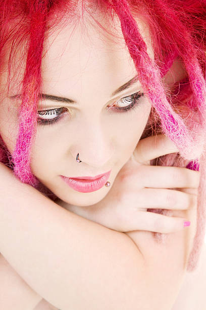печальный - pierced punk goth teenager стоковые фото и изображения