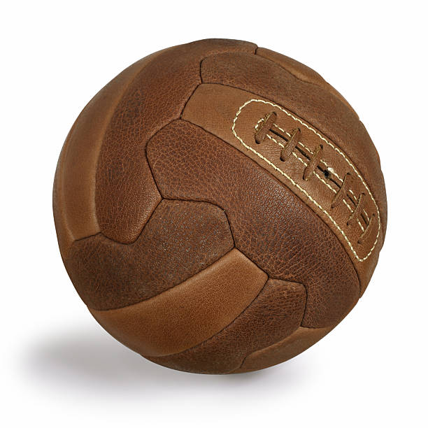 istock A brown retro soccer ball on a white background 92223117