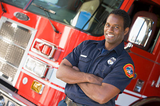 istock Portrait of a firefighter 92223639