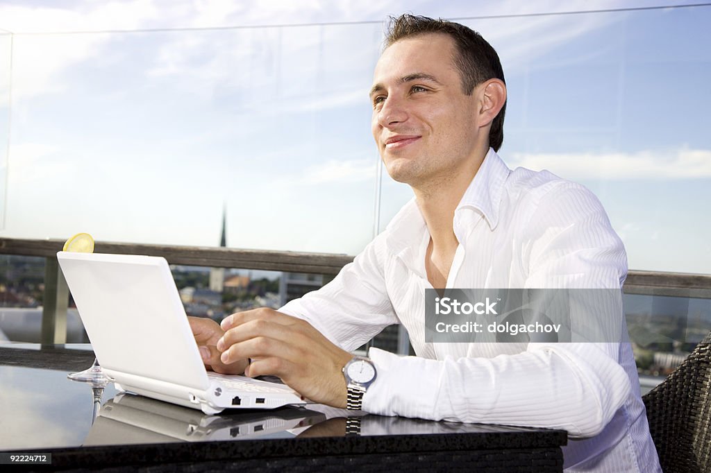 businessman on leisure with laptop  Adult Stock Photo