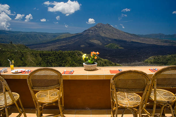 istock Resturant in front of volcano, Bali Island 92225238