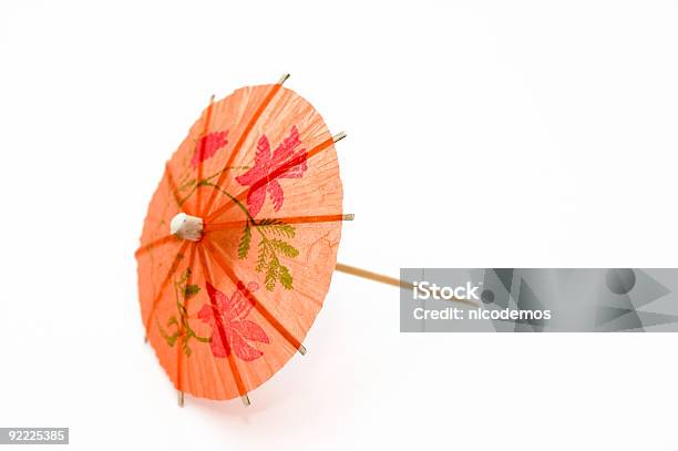 Orange Party Umbrella Stock Photo - Download Image Now - Drink Umbrella, Cut Out, Umbrella