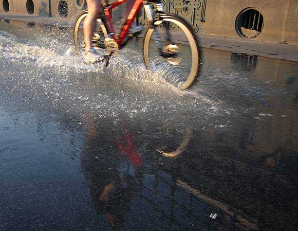 istock Bike through water with splash and reflection 92226408
