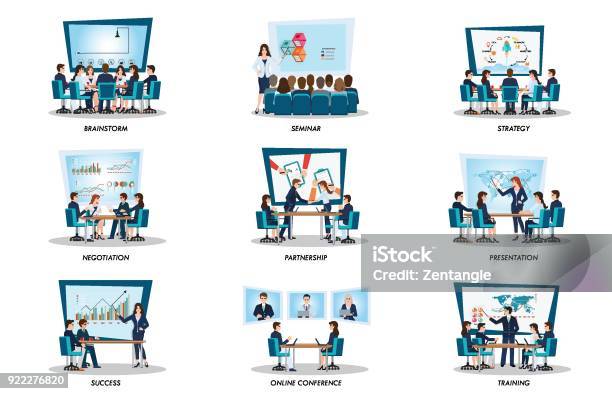 Business People Of Meeting Or Teamwork Stock Illustration - Download Image Now - Business Meeting, Seminar, Meeting