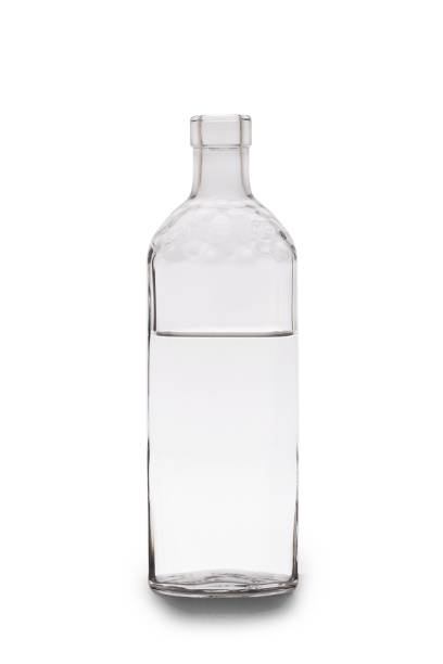 half bottle of strong alcohol - hard liqueur imagens e fotografias de stock