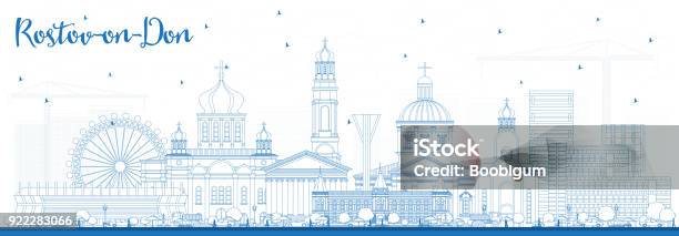 Outline Rostovondon Russia City Skyline With Blue Buildings Stock Illustration - Download Image Now