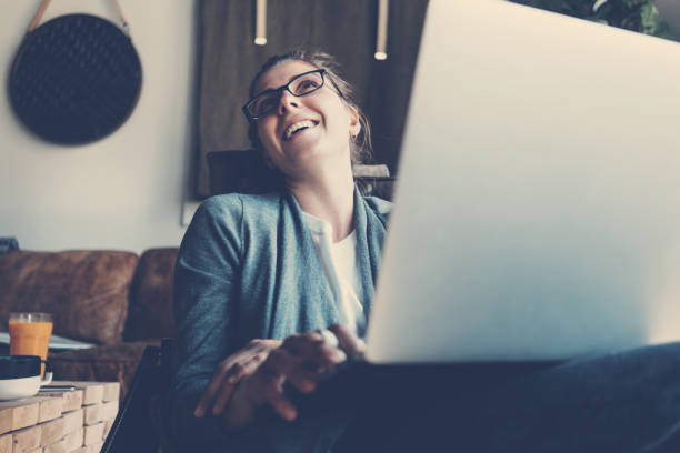 istock Woman working with gadgets in loft office 922283108