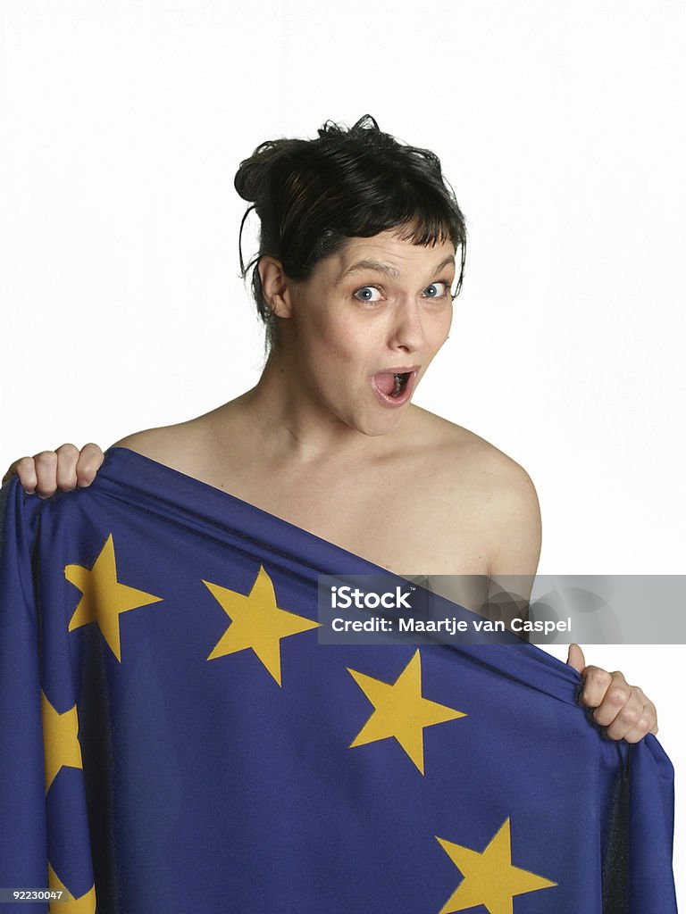 Woman and a Flag (EU) Adult Stock Photo