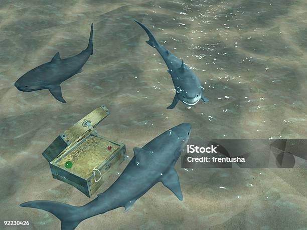 3 D のサメの上に浮かぶ胸にて - 3Dのストックフォトや画像を多数ご用意 - 3D, エメラルドグリーン, カラー画像
