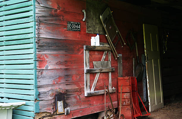 istock Outside shed with wall hangings 92231065