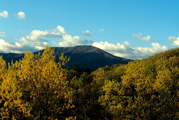 A shot of western Maryland Blue Ridge mountains and valleys with hazy peaks and valleys.
