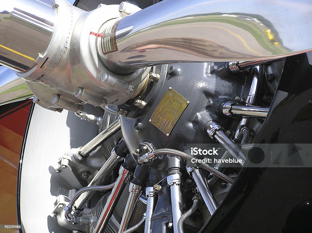 Radiale Motorleistung mit viel Chrom - Lizenzfrei Allgemeine Luftfahrt Stock-Foto