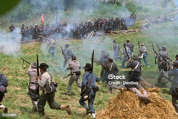 Confederate Infantry Civil War Charge Against Union Position Stock Photo - Download Image Now