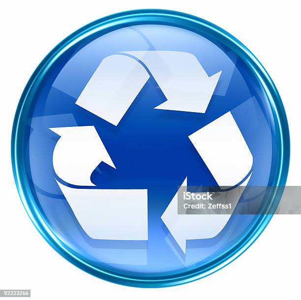 Ilustración de Símbolo De Reciclaje Icono Azul Aislado Sobre Fondo Blanco y más Vectores Libres de Derechos de Azul