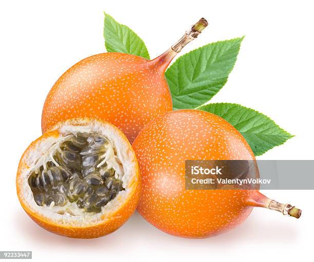 Passion Fruit One A White Background Stock Photo - Download Image Now - Color Image, Cut Out, Exoticism