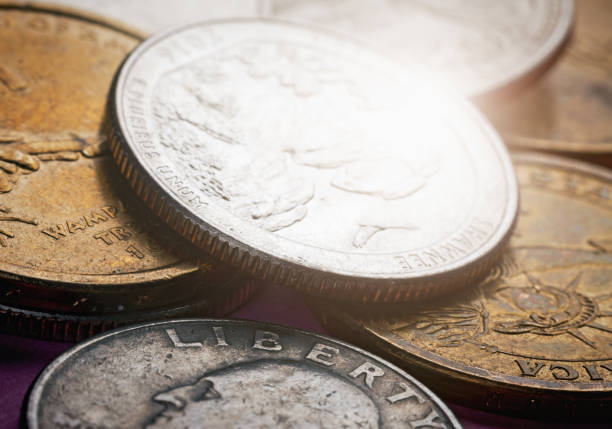 istock Group of American coins, one brightly lit 922338156