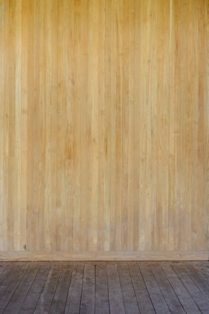 istock Empty room - Wooden platform and wooden wall, Template for product display 922338350