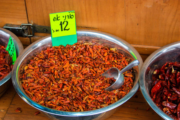 Various colored spices at Mahane Yehuda Market in Jerusalem
