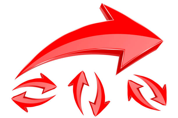 istock 3d red arrows. Set of shiny icons in circular motion 922341796