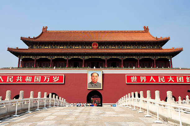 tian'anmen, la puerta de la paz celestial, beijing - mao tse tung fotografías e imágenes de stock