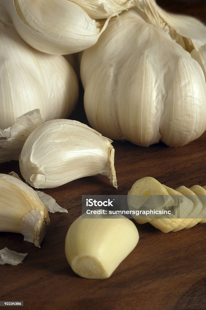 Cloves and sliced garlic  Close-up Stock Photo