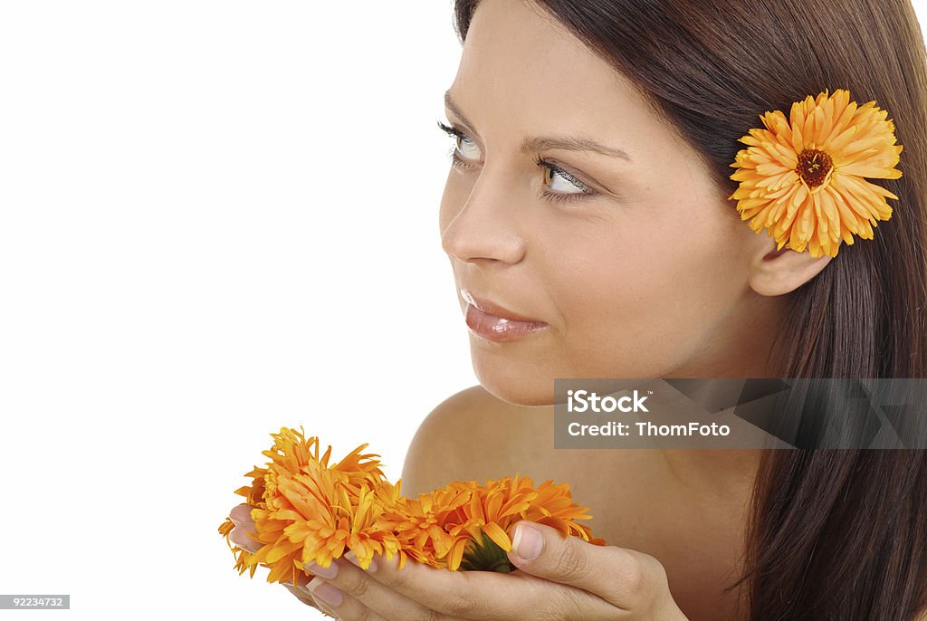 Mulher com flores - Foto de stock de Adulto royalty-free