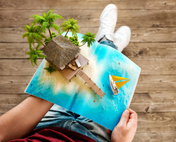 istock tropical island on a magazine 922355162