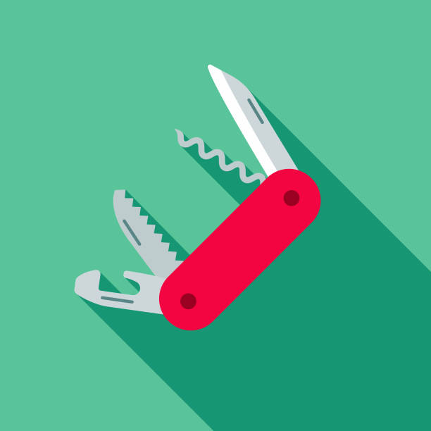 Multi-tool Flat Design Home Improvement Icon A flat design styled home improvement and renovation icon with a long side shadow. Color swatches are global so it’s easy to edit and change the colors. penknife stock illustrations