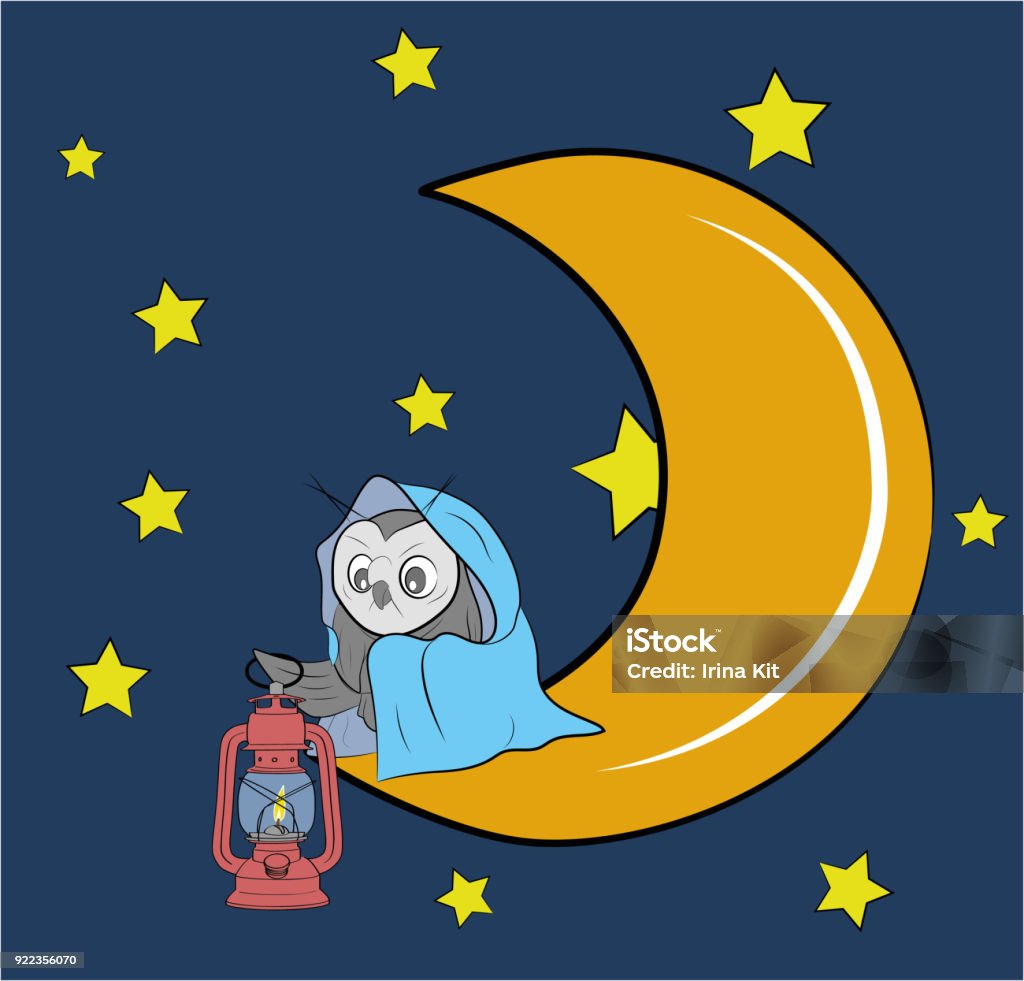 Ilustración de Un Búho Está Sentado Con Una Lámpara De La Luna Buenas Noches  Ilustración De Vector y más Vectores Libres de Derechos de Alegre - iStock