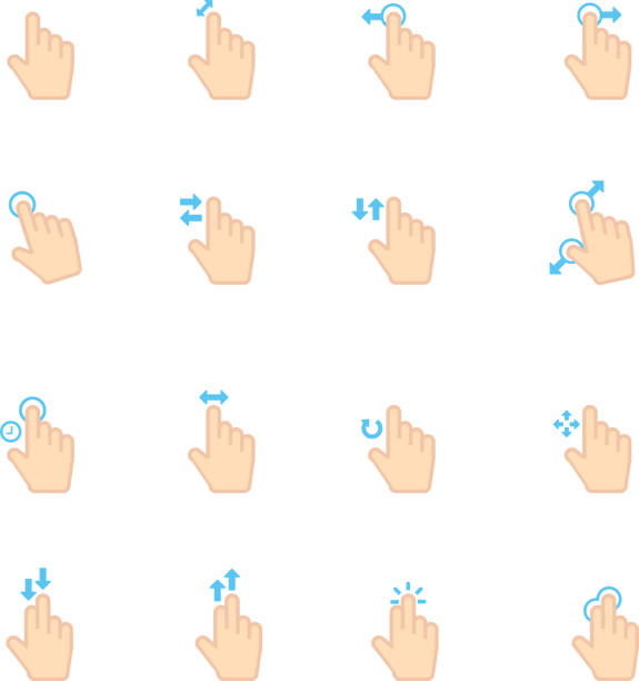 hand gestures icons set vector art illustration