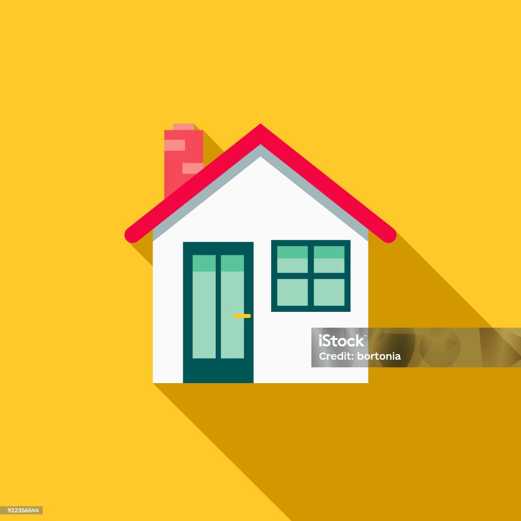 House Flat Design Home Improvement Icon A flat design styled home improvement and renovation icon with a long side shadow. Color swatches are global so it’s easy to edit and change the colors. House stock vector