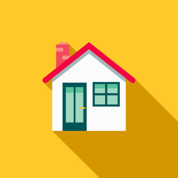 House Flat Design Home Improvement Icon A flat design styled home improvement and renovation icon with a long side shadow. Color swatches are global so it’s easy to edit and change the colors. house illustrations stock illustrations