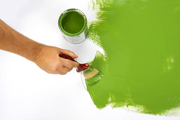 istock Green painting with a paint brush 92236083