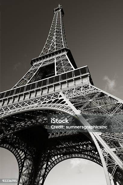 The Eiffel Tower Stock Photo - Download Image Now - Architecture, Black And White, Built Structure