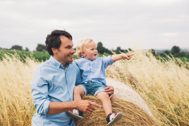 istock Happy father and son. Family background. 922363320