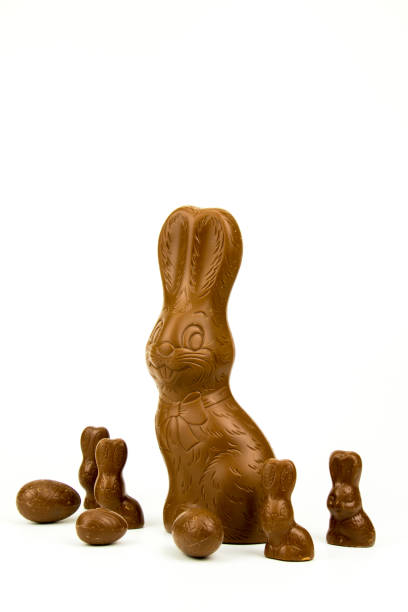 istock Easter bunnies and Easter eggs made from chocolate isolated on white 922363630