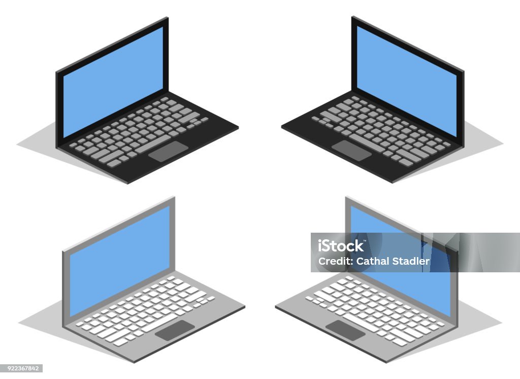 Isometric 3d Vector Illustration Concept Computer Laptop Front View And ...